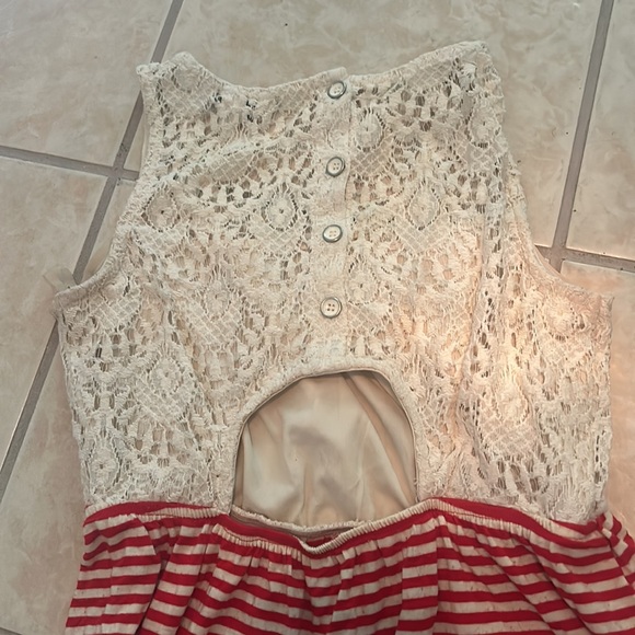 Speechless Juniors Striped and Lace Red Sundress with Keyhole Back - Medium - Picture 3 of 3